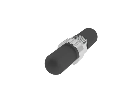 Adaptador de fibra óptica ST - Tampas de proteção contra poeira instaladas