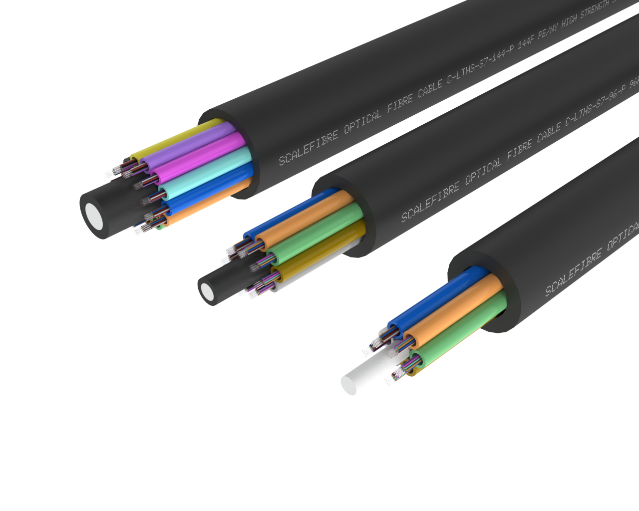 Câble à fibre optique extérieur à tube libre haute résistance – gaine PE, 72, 96 et 144 fibres