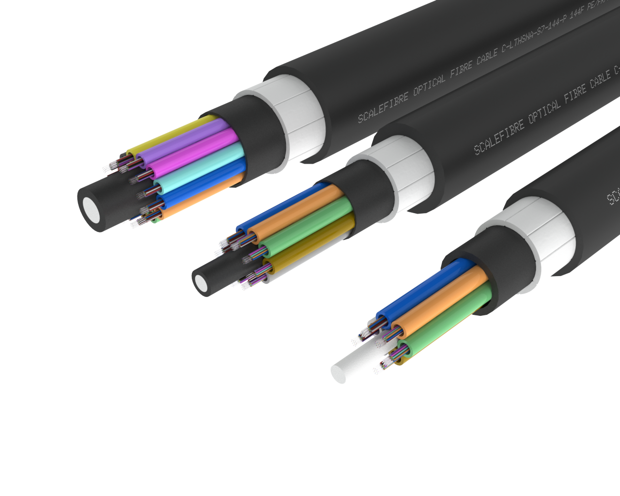 Câble à fibre optique extérieur à tube libre blindé haute résistance – PE/PA/PE, 72, 96 et 144 fibres