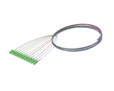 900um Buffered Single Mode Optical Fibre Pigtail, LC/APC, Coloured 12 Pack